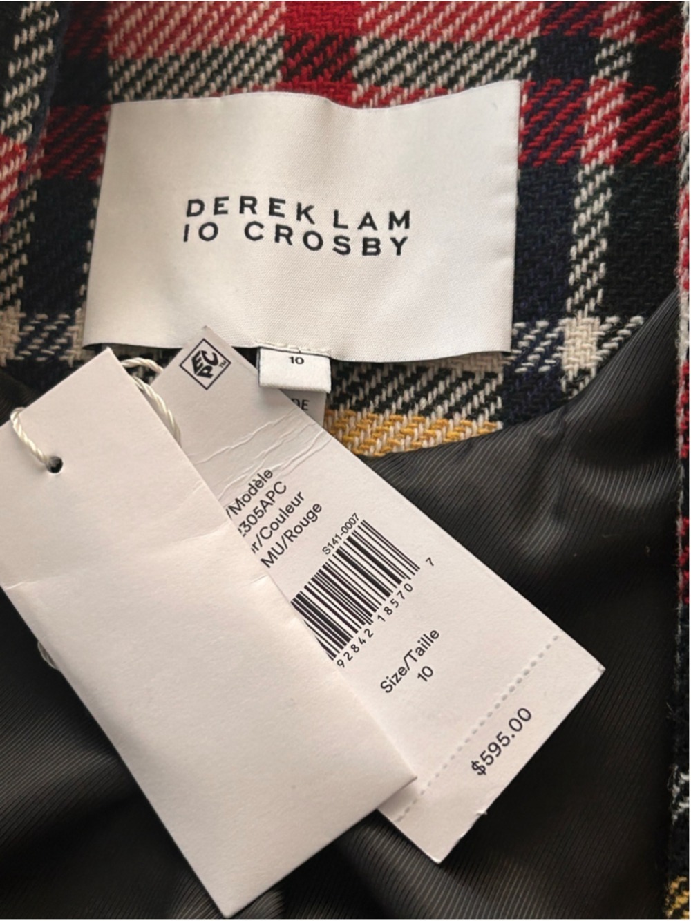 Derek Lam 10 Crosby Plaid Wool Blend Blazer Coat NWT Size 10 $595 - Picture 7 of 13